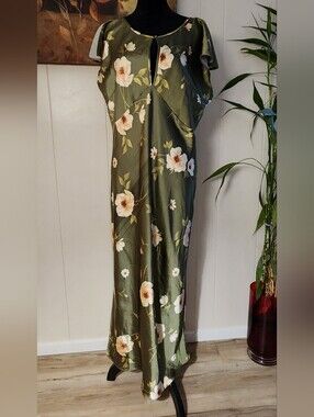 The Occasion by Old Navy Flutter Sleeve Green Floral Maxi Dress Size XL